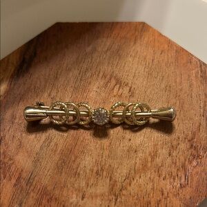 Gold Tone Brooch with Crystal Accent